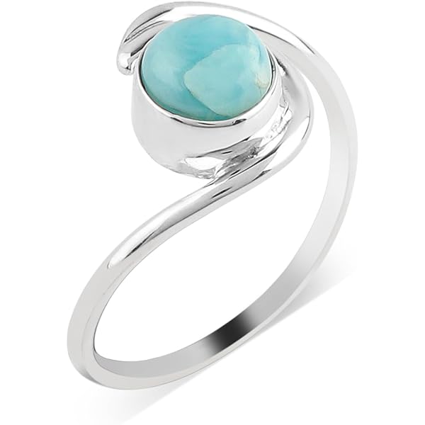 Blue Larimar Rhodium Over Sterling Silver Ring 0.68ctw  Sterling Silver Larimar Statement Ring in Sky Blue display picture 1