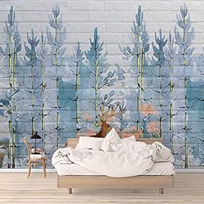 Wall Mural Elegant Deer in Rustic White Brick Background Removable Self-Adhesive Large Wallpaper - 66x96 inches