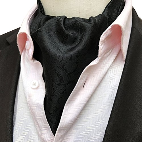 MOHSLEE Men Black Paisley Party Wedding Cravat Necktie Silk Suit Ascot Scarf Tie