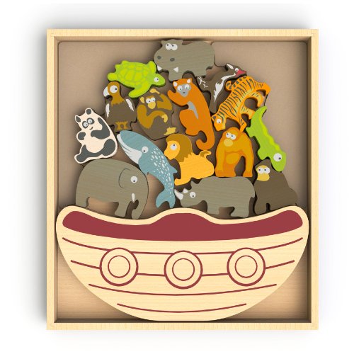 BeginAgain Balance Boat: Endangered Animals Game and Playset - 'Award-Winning Stacking Toys Game' - Balance Game with Wooden Toy Animals