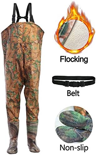 KeepMini Fishing Waders Chest Waders Men Women Waterproof Bootfoot Hunting Fishing Boot with Soft Linning Green &amp; Camo