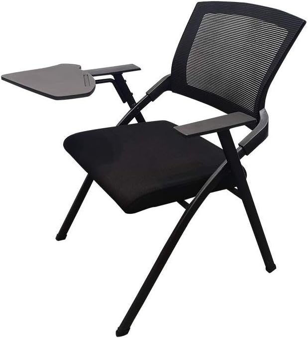LLZK Folding Chair,Writing board Training chair,Office chairs with arms and back support,Foldable and Easy Store Away,For Guest Visitor and Conference,Back breathable mesh (Color : Black)