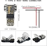 WMYCONGCONG 15x 2 Pin Wire Connectors No Strip Low Voltage 20-22 AWG T Tap view 2