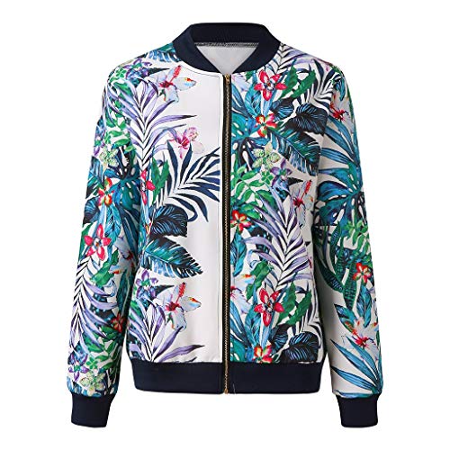 image for Aunimeifly Ladies Floral Printed Round Neck Long Sleeve Coat Womens Re