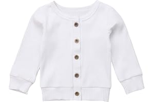 Seyurigaoka Newborn Baby Boys Girls Knit Cardigan Sweater, Infant Button-Down Cotton Sweater, Unisex Baby Clothes