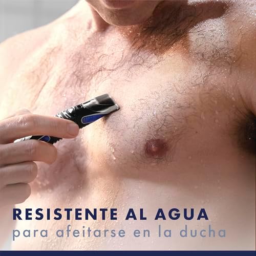 Aparador All-In-1: Apara, Raspa e Perfila Com Precisão o Rosto e o Corpo, Resistente à Água, Aparador de Cabelo Masculino 4 Em 1 Com 3 Pentes e 1 Recarga Gillette Proglide