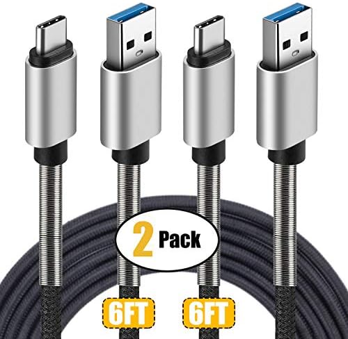 CyvenSmart USB C Cable 3.0 Gen 1 Fast Charging(6ft 2-Pack), USB-A to Type C Charger Cable,Durable Braided Quick Charge Cord Compatible Samsung Galaxy Note 9 8 S9 S8 S8 Plus S10,LG V30