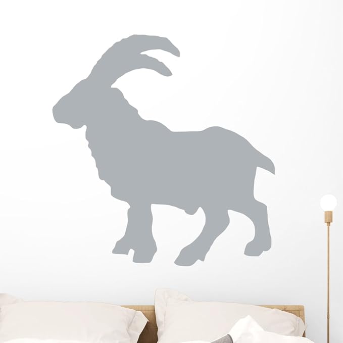 Wallmonkeys Grey Billy Goat Wall Decal Peel and Stick