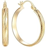 DZCYAN 14K Gold Hoop Earrings for Women Gold Hoop Earrings for Women Hoops Earring for Womens Grainy Hoops Earring for Womens 20/25/30mm