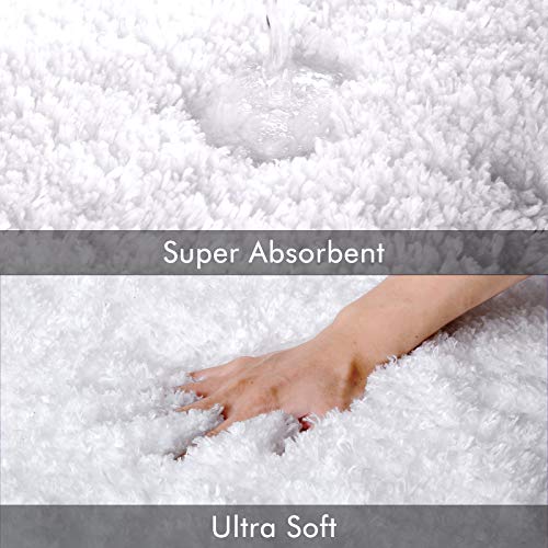 KMAT Bathroom Rugs Bath Mat 32" x 47",Large Soft Shaggy White