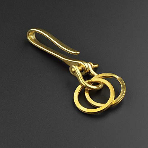 Agemore Belt keychain Solid Brass Key Ring Belt Hook Key Buckle Keychain for Leathercraft Wallet Chain Accessory Men's Keychain Keyring Nautical Gift