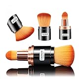 [Dual-ended] Foundation Makeup Brushes, Kabuki Blush Powder Brush, Premium Retractable Concealer Cosmetic Kit, Soft Synthetic Hair, Dry or Blending Liquid Cream Use