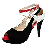 Getmorebeauty Women's Snake Stripe Ankle Straps Dress Heeled Sandals (10 B(M) US, Red Belt)