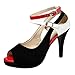 getmorebeauty Women's Snake Stripe Ankle Straps Dress Heeled Sandals (US 10, Red Belt)