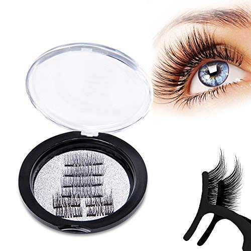 Magnetic Eyelashes 3D False Eyelashes Handmade Silk Lashes Ultra Thin Reusable Soft and Comfortable with Free Eyelash Tweezers 8 Pcs