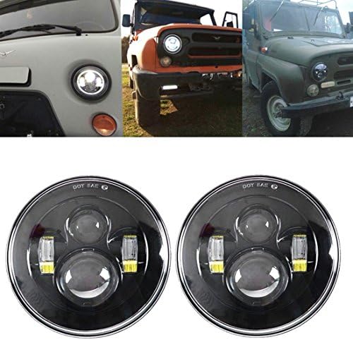 CHEDENGX 7" 60W Black LED H4 headlight daymaker lamps headlamp For UAZ 4x4 Jungle Lada 4x4 urban Niva for Jeep JK TJ LJ Land Rover Defender 2Pcs