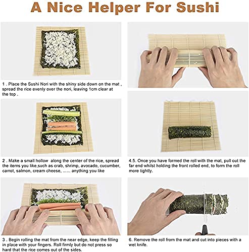 TUT Sushi Kit, 10 Pezzi Kit Sushi Fai Da Te, Sushi Kit Completo con 2 Tappetini, 5 Paia Di Bacchette, 1 Spatola Per Riso, 1 Coltello, 1 Sacco, Kit Sushi Molto Adatto Per I Principianti