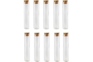 ericotry 10 Pcs 60ml Glass Bottles Vials Jars Glass Test Tube with Cork Stoppers Empty Refillable Bottle Vial Jars Leakproof for Cosmetic Essential Oil Powder