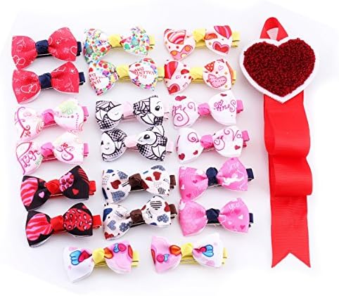 BonnyGirl 10 Pairs Love Heart Baby Girls Toddler Hair Bows Clips Holders Set of 20