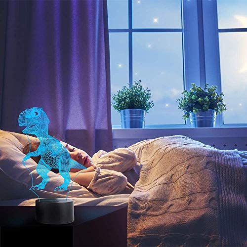 Ltteaoy 3D Dinosaur Night Lights for Kids, Dinosaur Toys for Boys, 7 Colors Changing Dinosaur Lamp Decor Bedside Lamp with Remote Control for Living Bedroom, Best Dinosaur Gifts Toys for Boys Girls