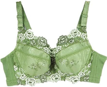 VOYAGEA Large cup of the United States back anti-card chest underwear full cup embroidery adjustment to increase the bra (110F=48E, green)