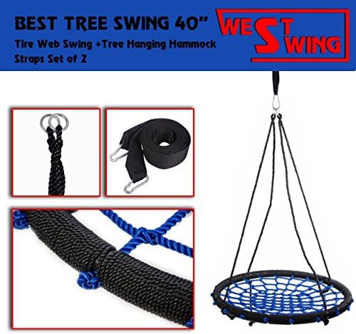 TOP SWING NET Tree Swing Rope WEB SPIDER Seat outdoor with Hanging Strap Kit, XXXL Diameter 40" + Hanging Hardware 36" up to 330lbs by WestSwing