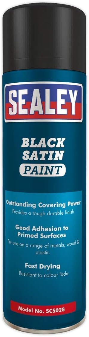 Sealey SCS028 Black Satin Paint 500ml Pack of 6, Multicoloured, 0.17 ml (Pack of 6)