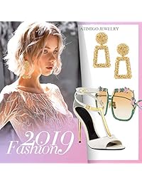 Atimigo - Pendientes de gota grandes de metal y cristal geométrico para mujeres y niñas
