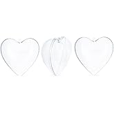 Set of 3 Clear Plastic Heart Ornament 4.6 Inches (117 mm)