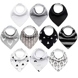 upsimples 10-Pack Baby Bandana Bibs Baby Boys Bibs for Drooling and Teething, Super Absorbent Bibs