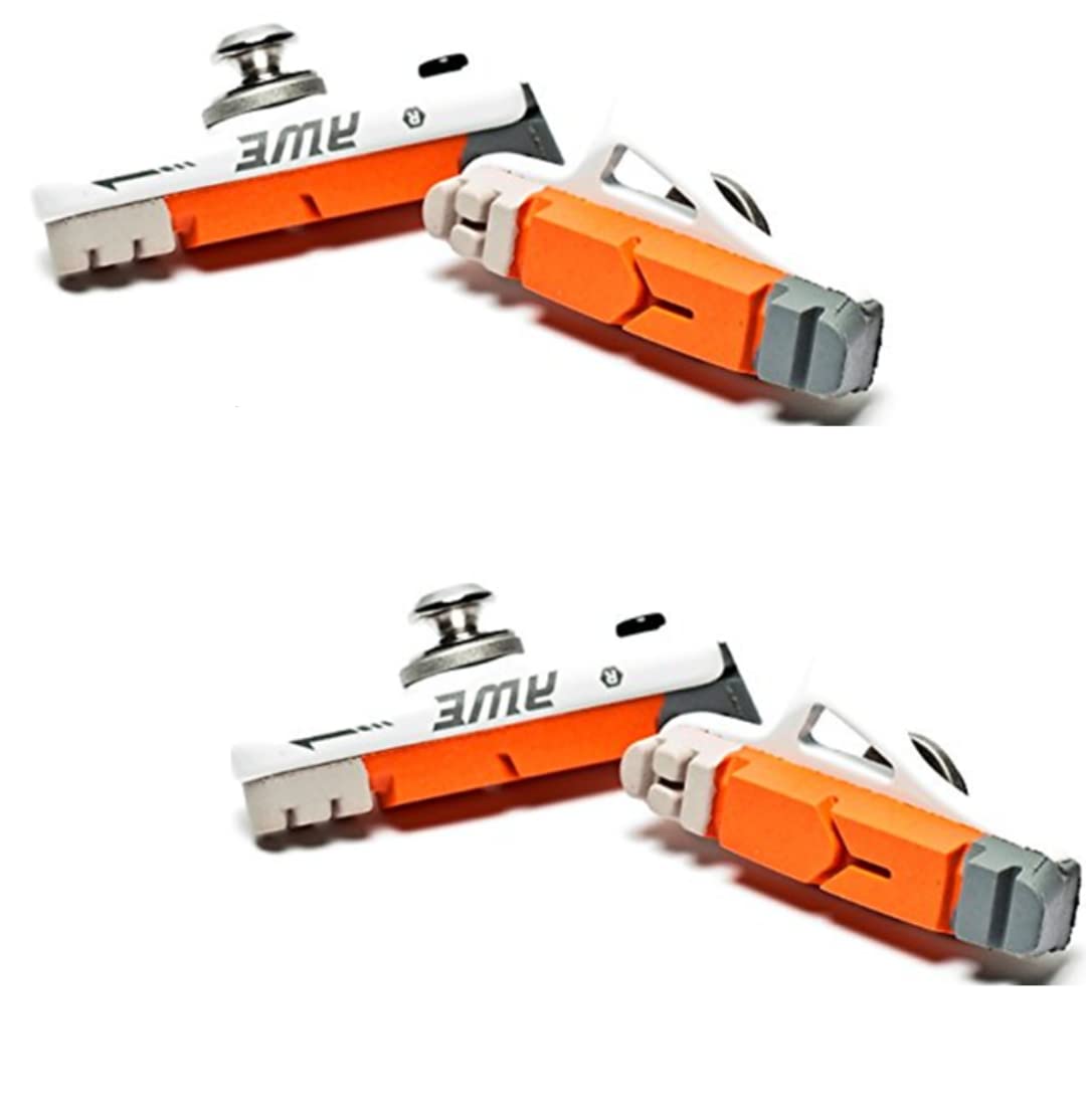 AWE X 2 Pairs 55mm White Cassette Road Brake Pads Grey/Orange/White