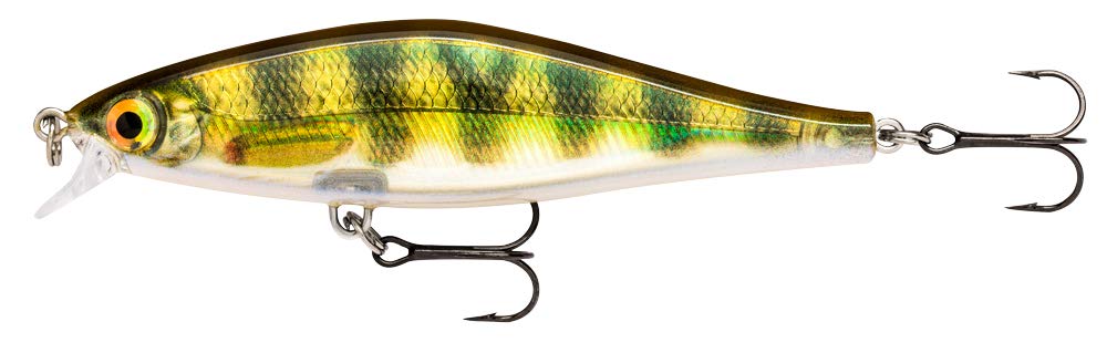 Rapala Shadow Rap Shad Lure with Two No. 6 Hooks, 0.9-1.2 m Swimming Depth, 9 cm Size, Live Perch