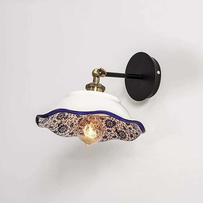 Lámpara de pared de cerámica y porcelana blanca, lámpara de pared