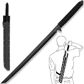 Timber Wolf Full-Tang Ninja Sword | 17 1/4" Stainless Steel Blade | Sure Grip Nylon Cord Wrapped Handle | Durable ABS Scabbard with Belt Loop and Shoulder Strap Included | Overall Length 27"