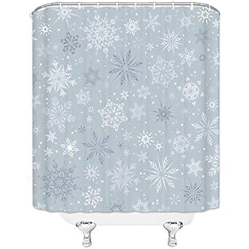 Amazon Com Yilooom Snowflake Winter Shower Curtain Polyester