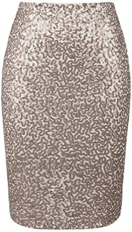 kayamiya Women's Sequin Cocktail Skirt High Waist Stretchy Glitter Bodycon Pencil Skirts