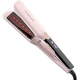 ANNLARY Hair Straightener, 1.75 Inch Flat Iron with Infrared and Ionic Technology, Titanium Plate with Ceramic Coating Dual Voltage Straightener with Heat-Resistant Silicone for All Hair Types