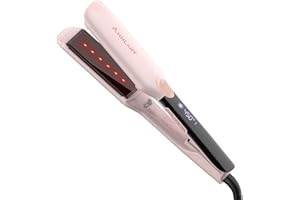 ANNLARY Hair Straightener, 1.75 Inch Flat Iron with Infrared and Ionic Technology, Titanium Plate with Ceramic Coating Dual Voltage Straightener with Heat-Resistant Silicone for All Hair Types