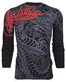 Archaic AFFLICTION Mens THERMAL T-Shirt DRAGON RAGE Tattoo Biker UFC Long Sleeve