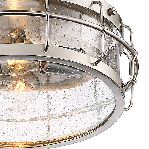 Aya 13 1/4" Wide Satin Nickel Caged Metal Ceiling Light - Possini Euro Design - Thumbnail 2