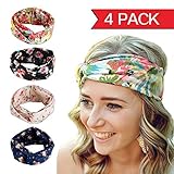 Fashion Elastics Headbands for Women - Angel Kiss 4 Pack Multi-Style Boho Floal Style Criss Cross Head Wrap Hair Wrap Band - Perfect for Yoga or Fashion, Workout or Travel - Hair Accessories Headband