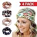 Headbands for Women Girls - Angel Kiss 4 Pack Multi-Style Boho Floal Style Criss Cross Head Wrap Hair Band - Perfect for Yoga or Fashion, Workout or Travel