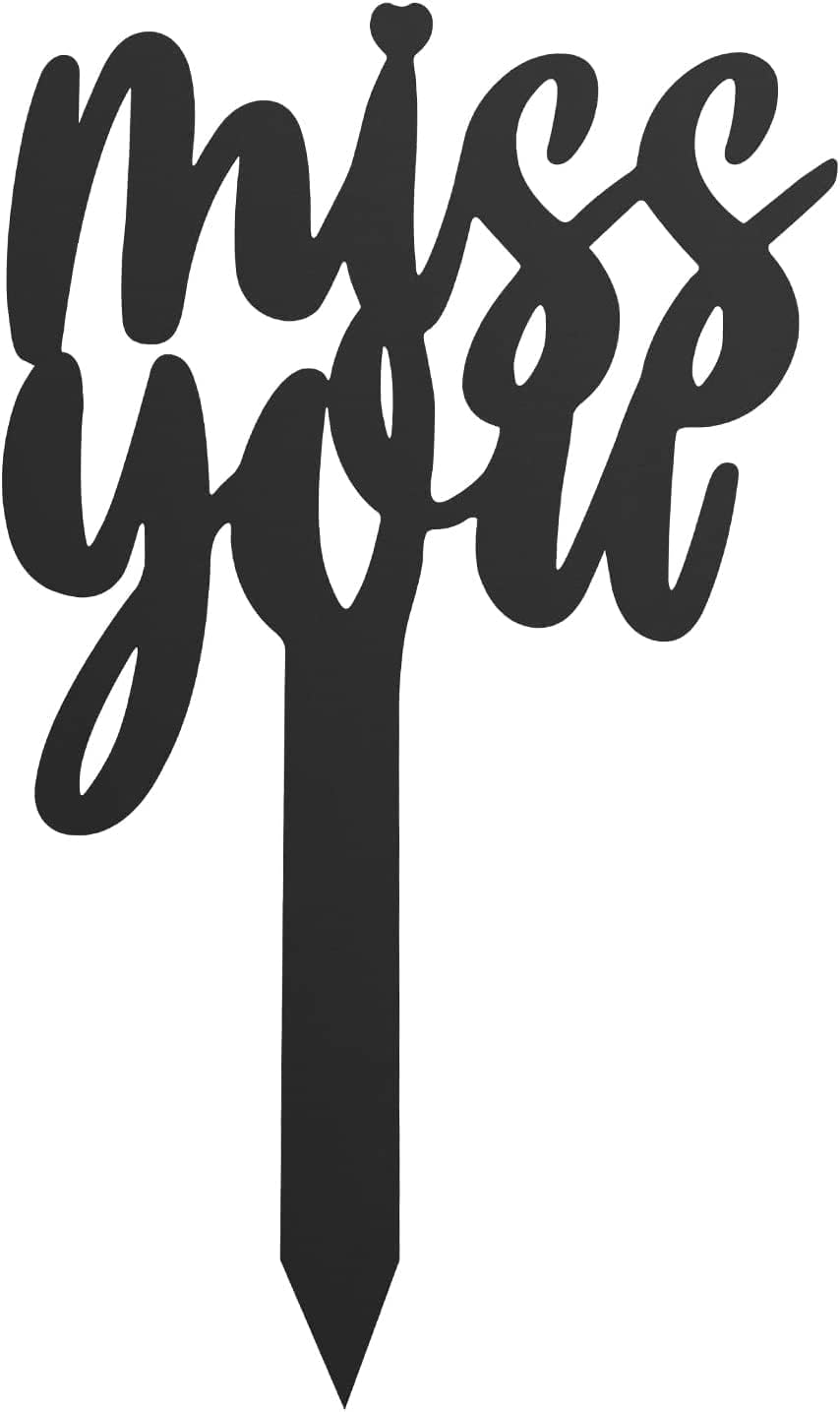 Decorative Garden Stakes - ZPhomeing Grave Decorations for Cemetery Miss You Metal Cemetery Memorial Stake Sympathy Grave Markers for Loss Humans Lovers Pet, Black Decorative Garden Stake Cemetery Memorial Plaques