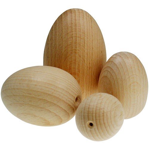 Wooden Eggs Buche Roh, 40X60 MM, halbgebohrt 3.5 mm diameter Set of 15