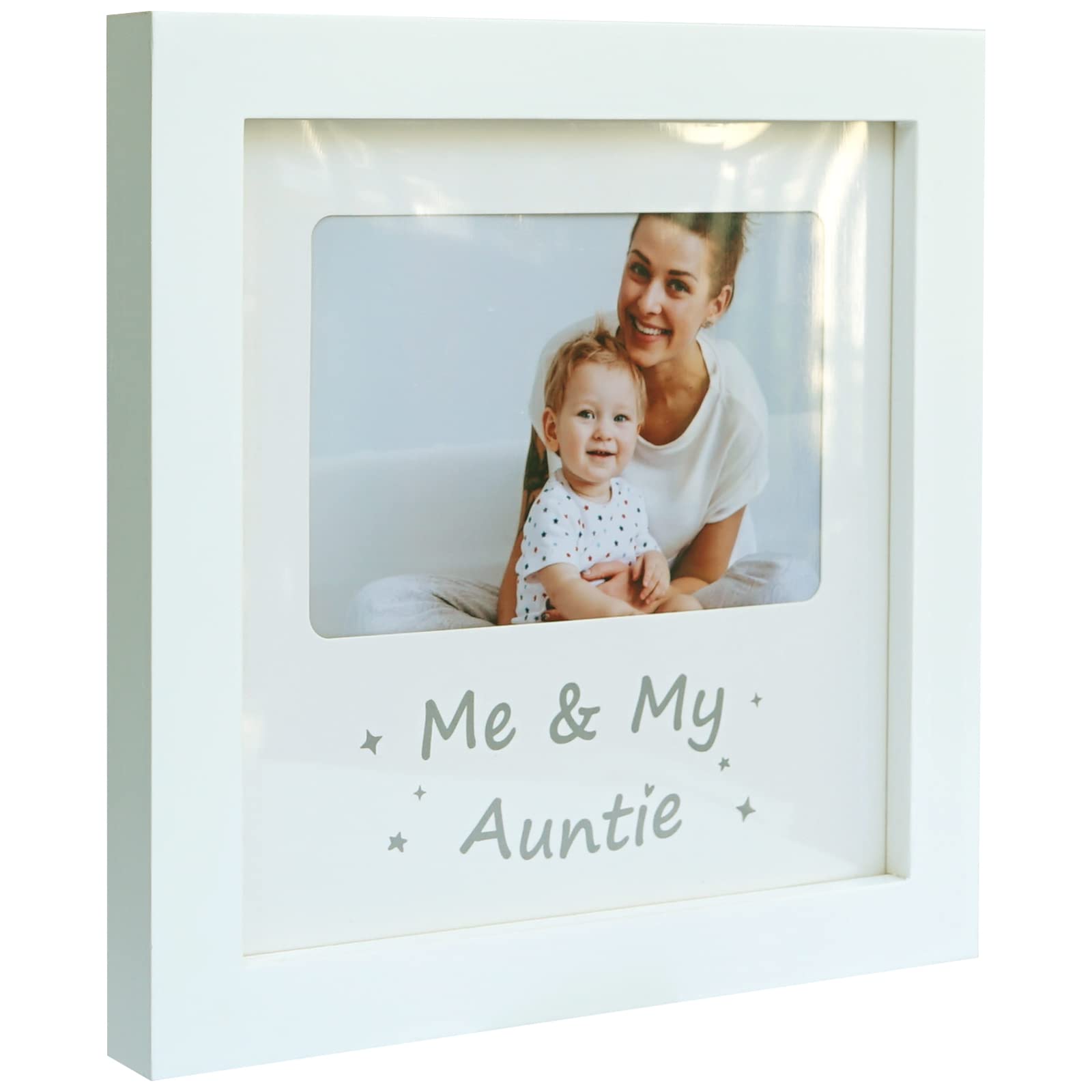 HAMUIERS Me and My Auntie Picture Frame, Aunt Picture Frame Baby Keepsake Photo Frame, New Aunt Gifts, Nursery Décor, White