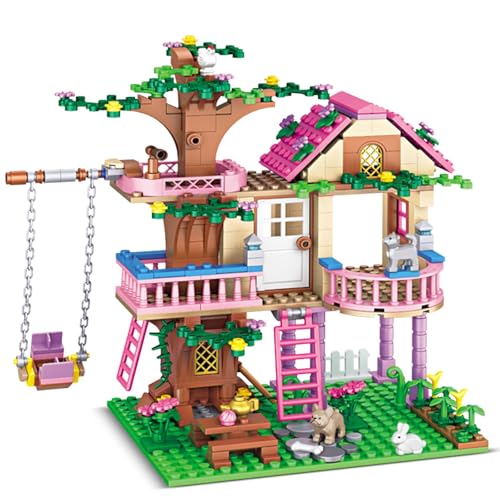 Uniiking® Tree House Building Set Compatible with Le-go Friends, 504 PCS Forest House Building Kit Birthday Gift for Kids Girls Boys Age 6+ Years