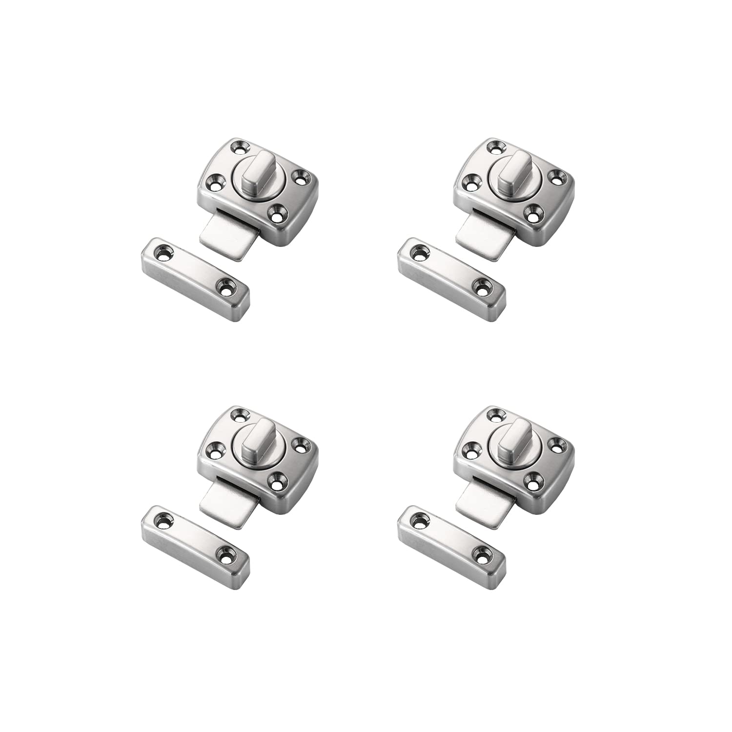 LIKERAINY Bathroom Toilet Door Latch 42x31mm Rotate Bolt Gate Latch Door Lock Zinc Alloy Brushed Finish 4pcs