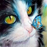 Franterd Lovely Animal, DIY Diamond Painting, 5D Full Drilled Cross Stitch, Square Crystals Diamond Embroid (1, Cat 1)