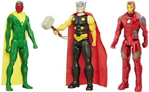 Titan Hero Series Marvel Avengers Legends 3 Action Figures, 12-Inch Collection Set - Thor, Iron Man and Marvel's Vision