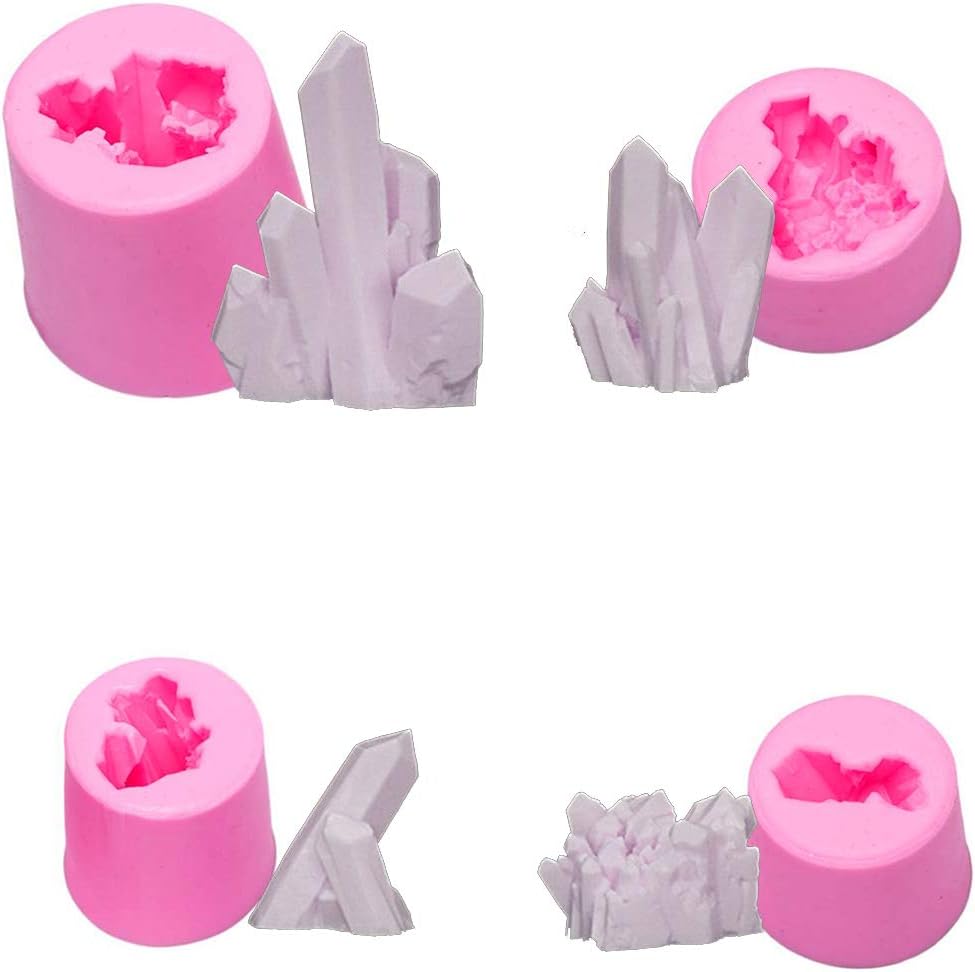 sitonelectic Set of 4 Crystal Silicone Molds for Cake Decoration, Resin Epoxy, Candle, Isomalt Gems, Polymer Clay